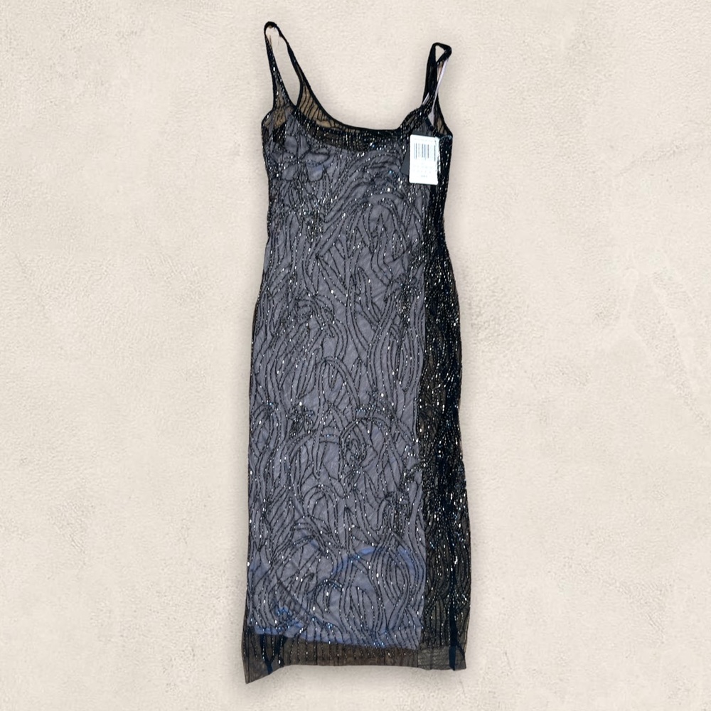 MANGO  NEW With tags fully sequined spaghetti straps evening dress Sz 4